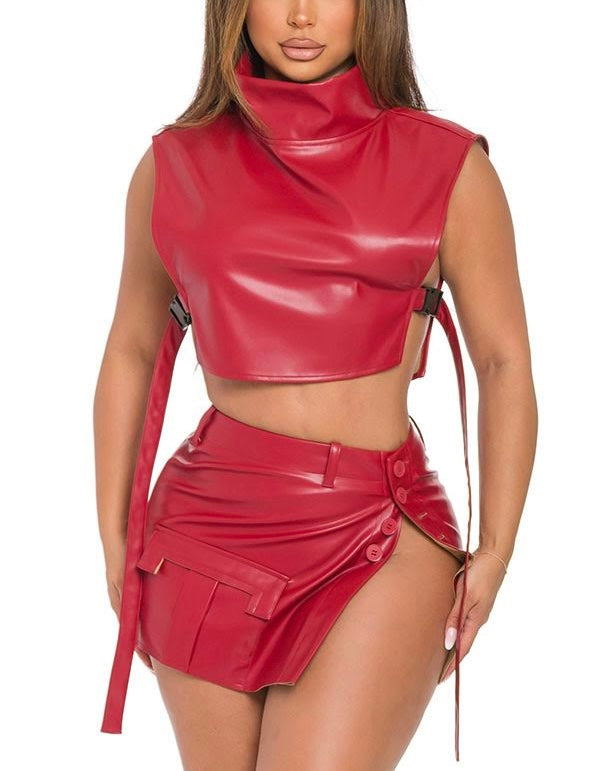 TIFF red leather 2pc set